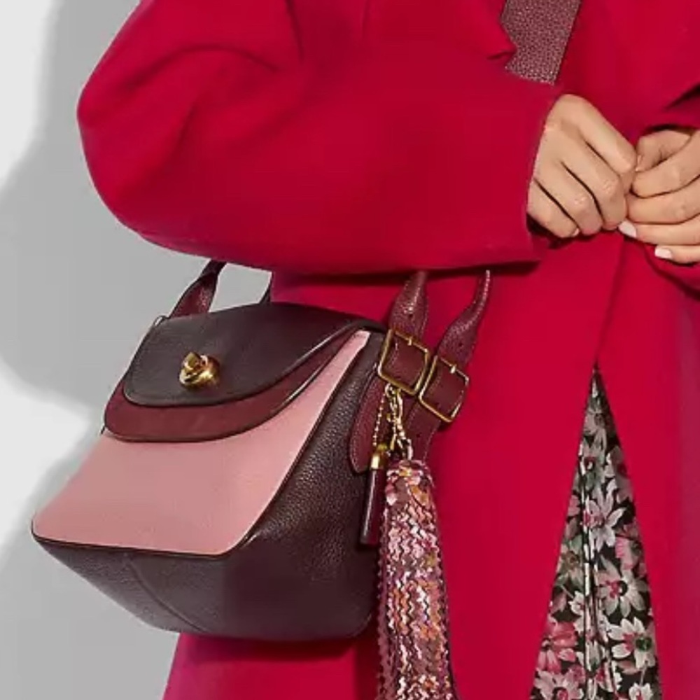 Elegant Pink and Brown Crossbody Bag